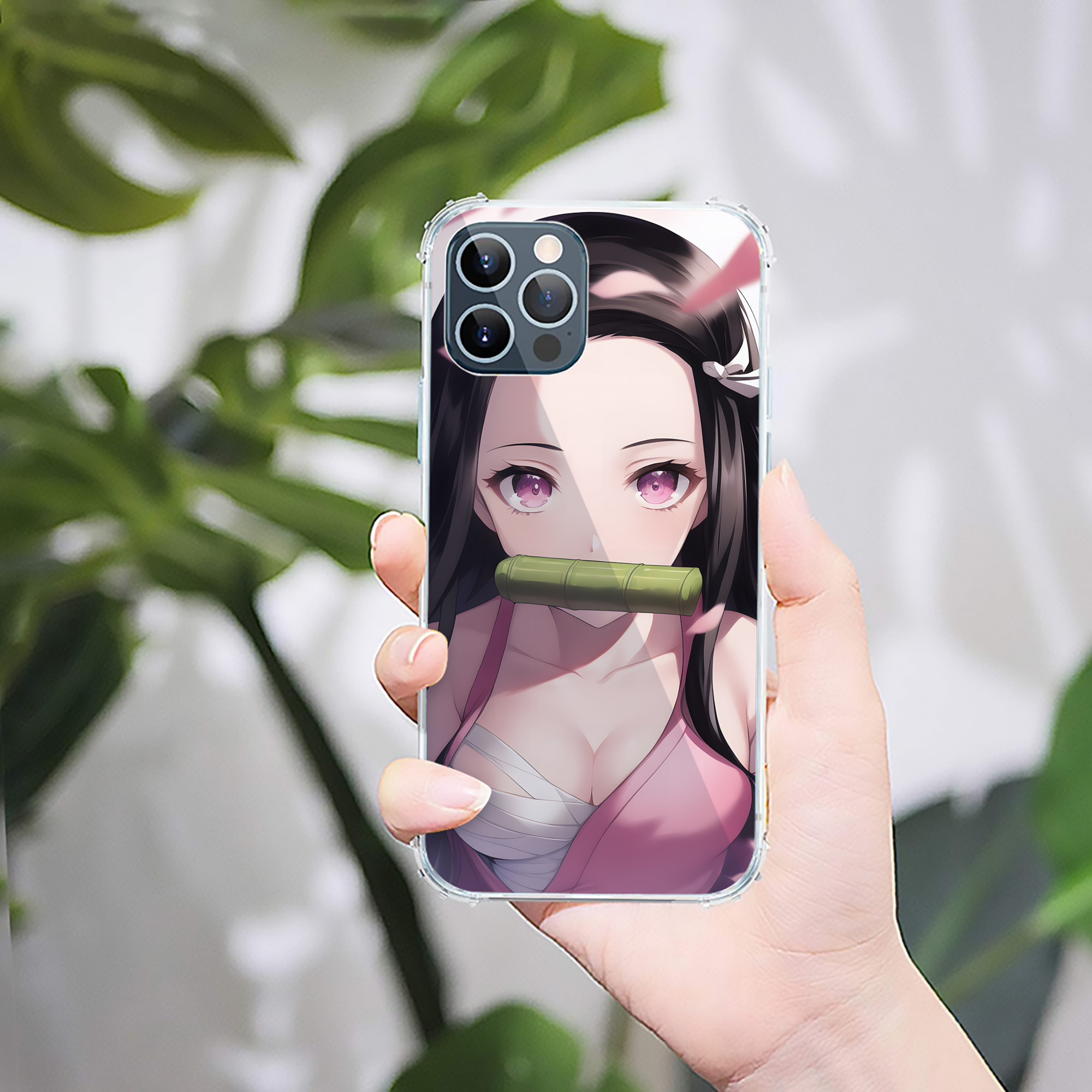 （画像用） 鬼滅の刃（きめつのやいば）竈門 禰󠄀豆子／かまど ねずこ Kamado Nezuko 【iPhone 12シリーズ対応】透明スマホケース（クリアソフトケース）